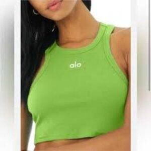 Alo Yoga Aspire Tank in Green Apple/White
